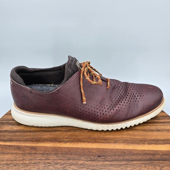 Cole Haan 2.Zerogrand Oxfords Men\'s 13 M Burgundy Leather Laser Wingtip Shoes main image 4